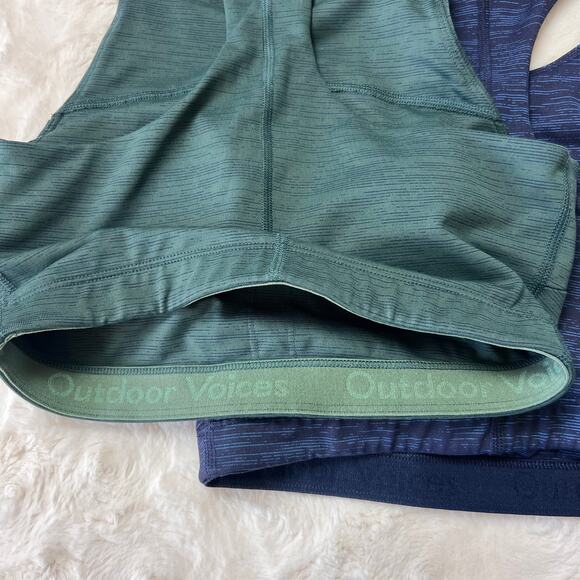 Set of 2 Outdoor Voices Move Free Sports Bra Crop Top XS Blue Green Racerback - Picture 3 of 4
